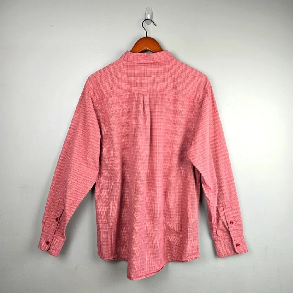 THE NORTH FACE Casual Button Down Long Sleeve Red Shirt Men Size L Preppy Office